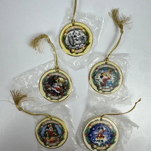 Disney Parks Happy Holidays Collector‎ Set 2000–2004 Mickey Minnie Boxed - Picture 12 of 16